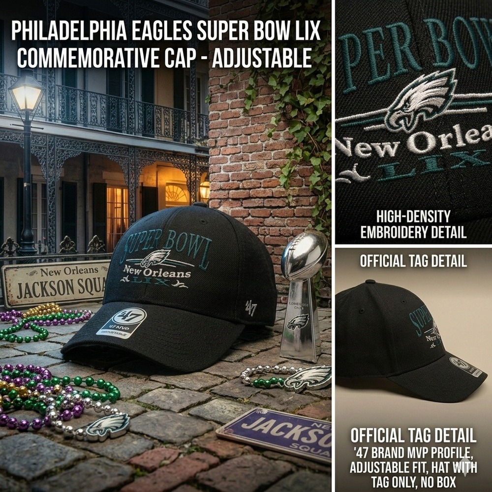 Philadelphia Eagles Super Bowl LIX New Orlean '47 Brand MVP Adjustable Hat Black